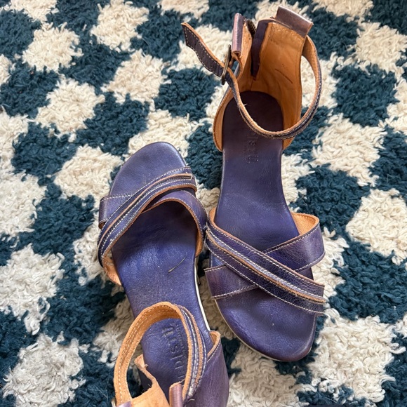BED STU Carroll Purple Rustic Platform Leather Zip Back Sandal Size 9.5 - Picture 8 of 8